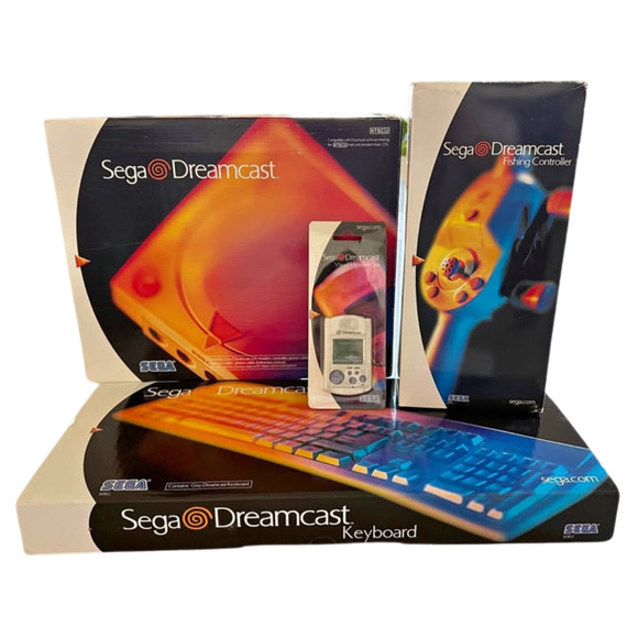 Rare New SEGA Dreamcast Bundle Console System w/ VMU Keyboard Fishing Controller